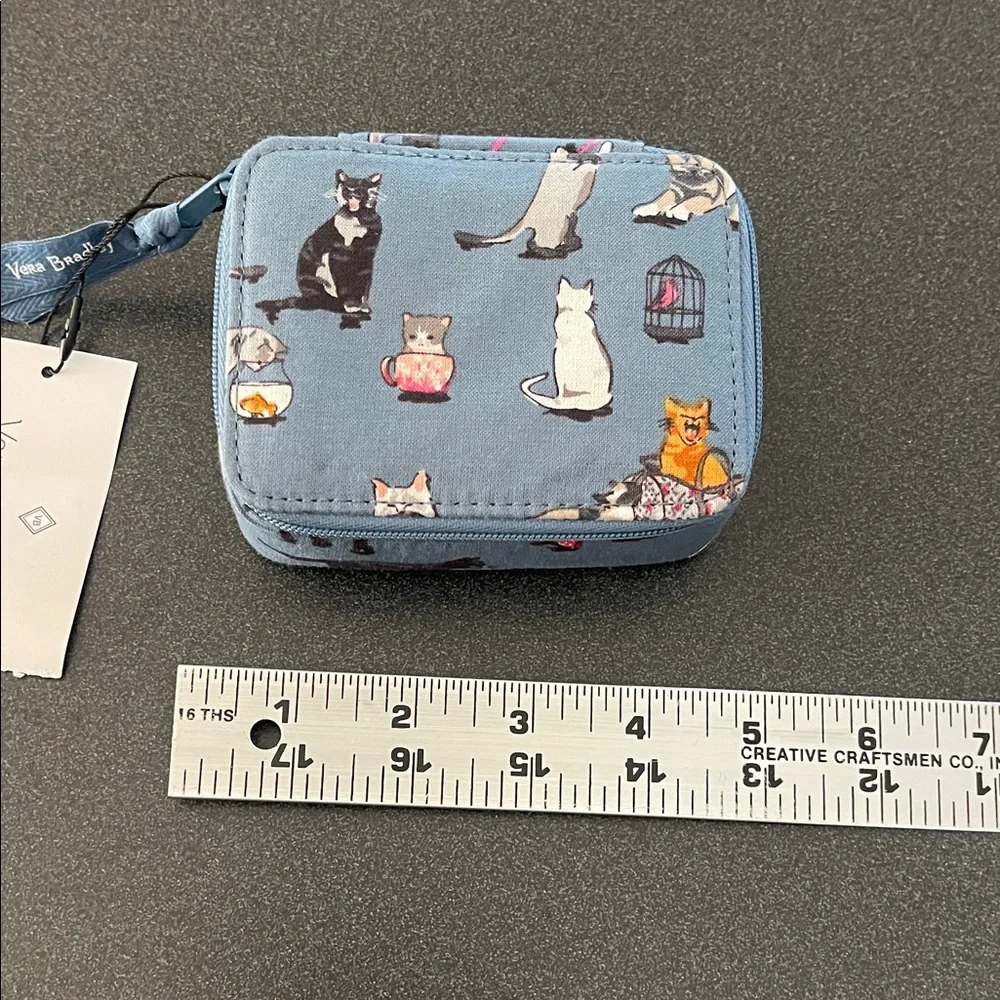 Vera Bradley Light Blue Cat’s Meow Print Mini Zip Pouch - Picture 2 of 6